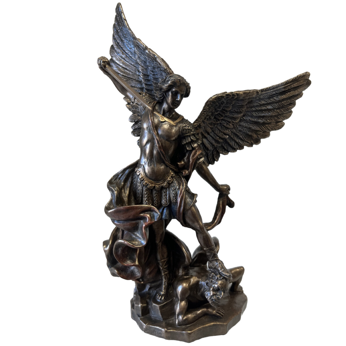 Statuette Saint Michel de couleur bronze : le cadeau idéal pour baptême, communion et fête de foi