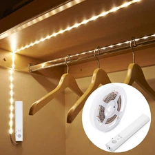 Indoor Motion Sensor LED Strip Light, Battery Operated, 4000K White, 3.2FT