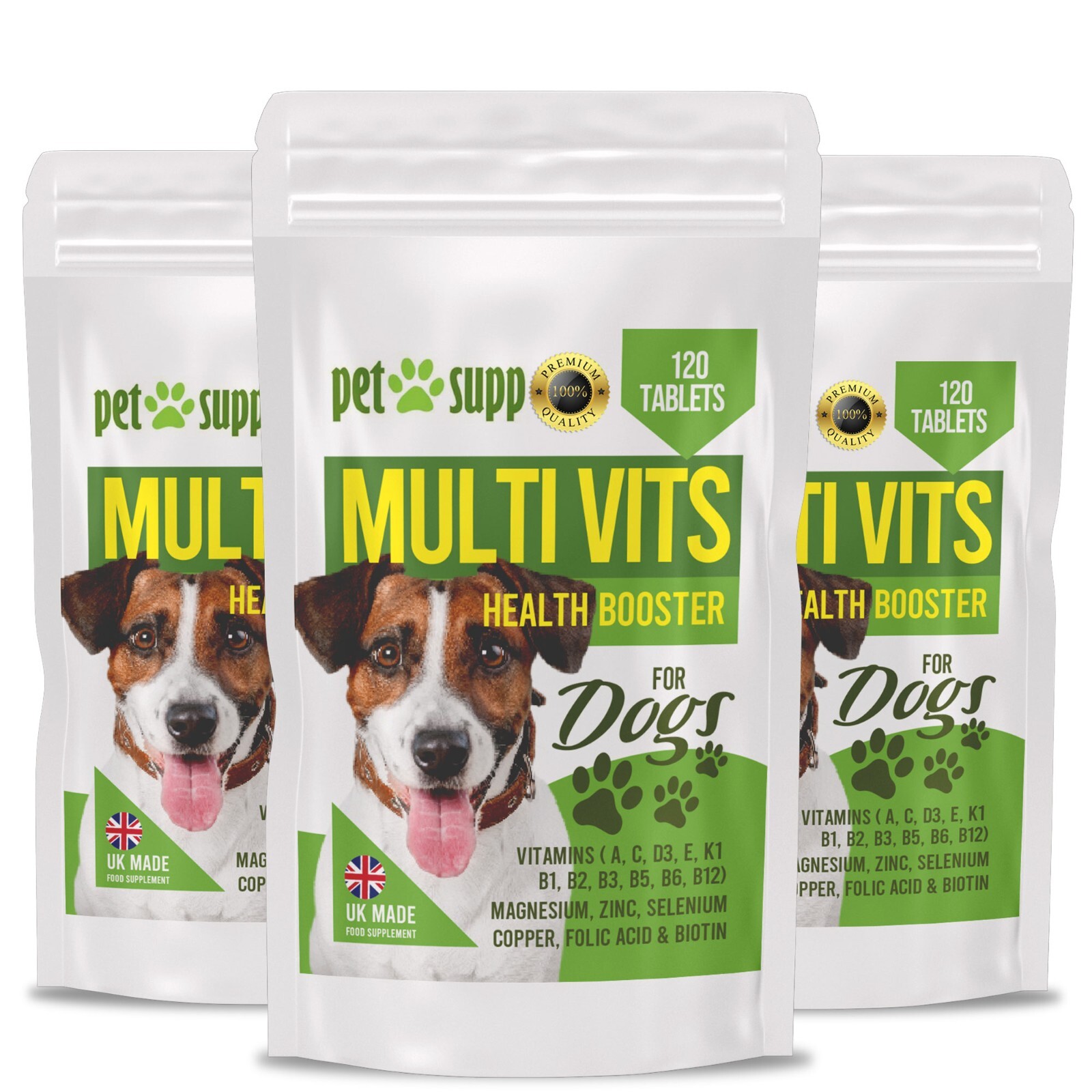 MultiVitamins for Dogs Vitamins A,C,D3,E,K1,B1,B2,B3,B5,B6, B12