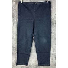 Eileen Fisher Blue Organic Cotton Blend Denim Cropped Legging Pants sz L 12953 