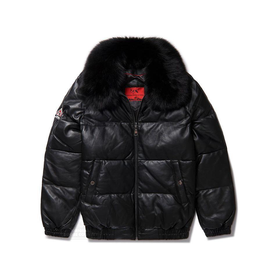 GOOSE COUNTRY ラム ナッパ レザーダウン Vジャン HIPHOP V Bomber 