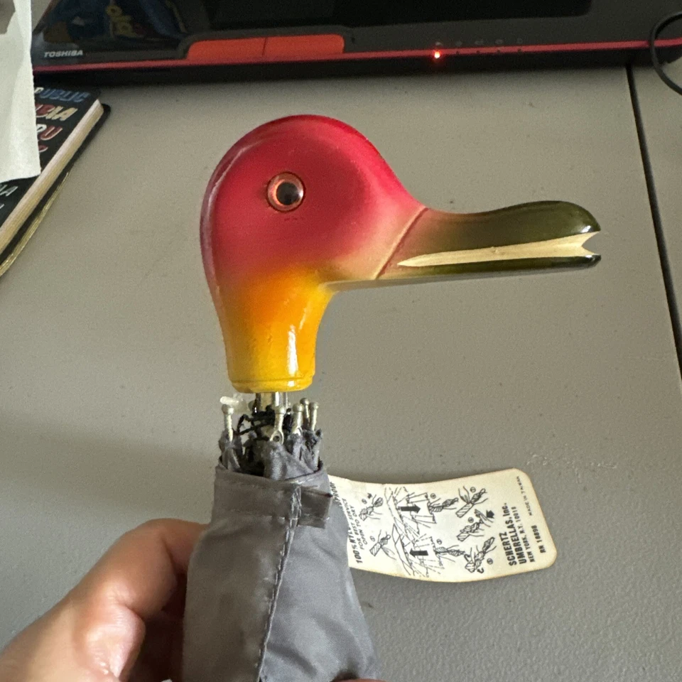 SOMBRILLA DE NAILON SCHERTZ VINTAGE MANGO DE PATO de madera Foto 4 de 4