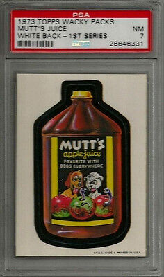 1973 Topps Wacky Packages Mutt's Juice 1st Series White Back PSA 7 NM Card