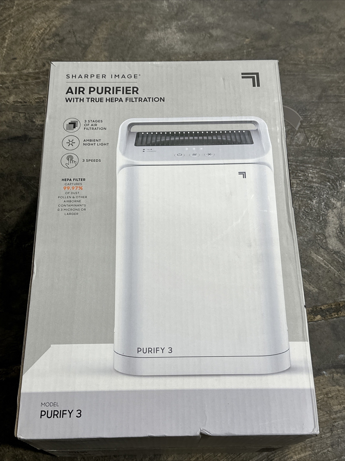NEW Sharper Image Purify 3: Air Purifier True HEPA Filtration -NEW in Box-
