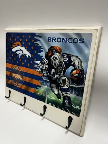 Denver BRONCOS Rustic Gray Man Cave Office wall decor key hanger holder - Picture 2 of 8