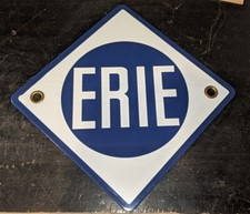 ERIE Railroad Diamond Shaped Porcelain Sign Excellent 11"