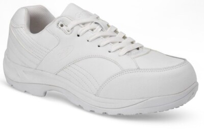 White Leather Sports Trainer anti-slip cushioned insoles 55011 - Main Image