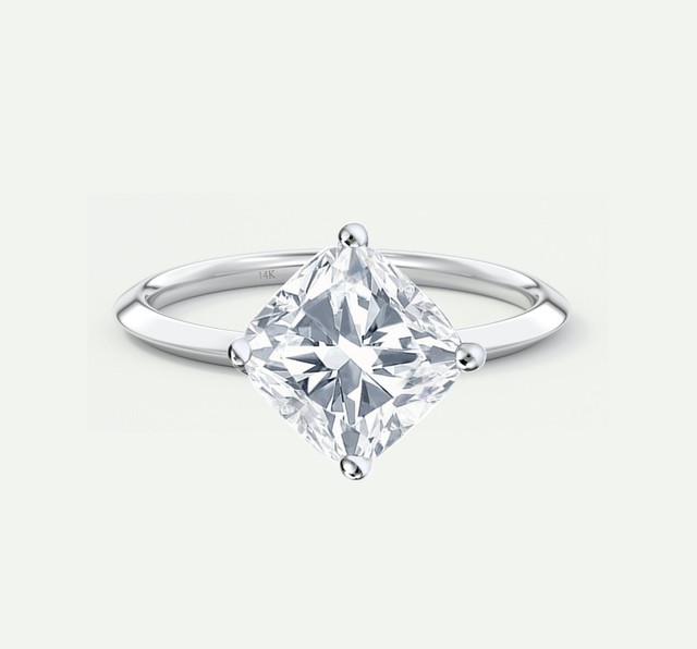 IGI F/VS 1.25 Ct Turned Cushion Lab Created Grown Diamond Ring 14K White Gold