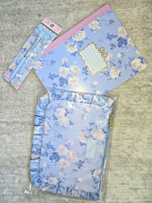 Yoobi Loveshackfancy Floral School Supply Set Composition Pen Case Pouch Blue