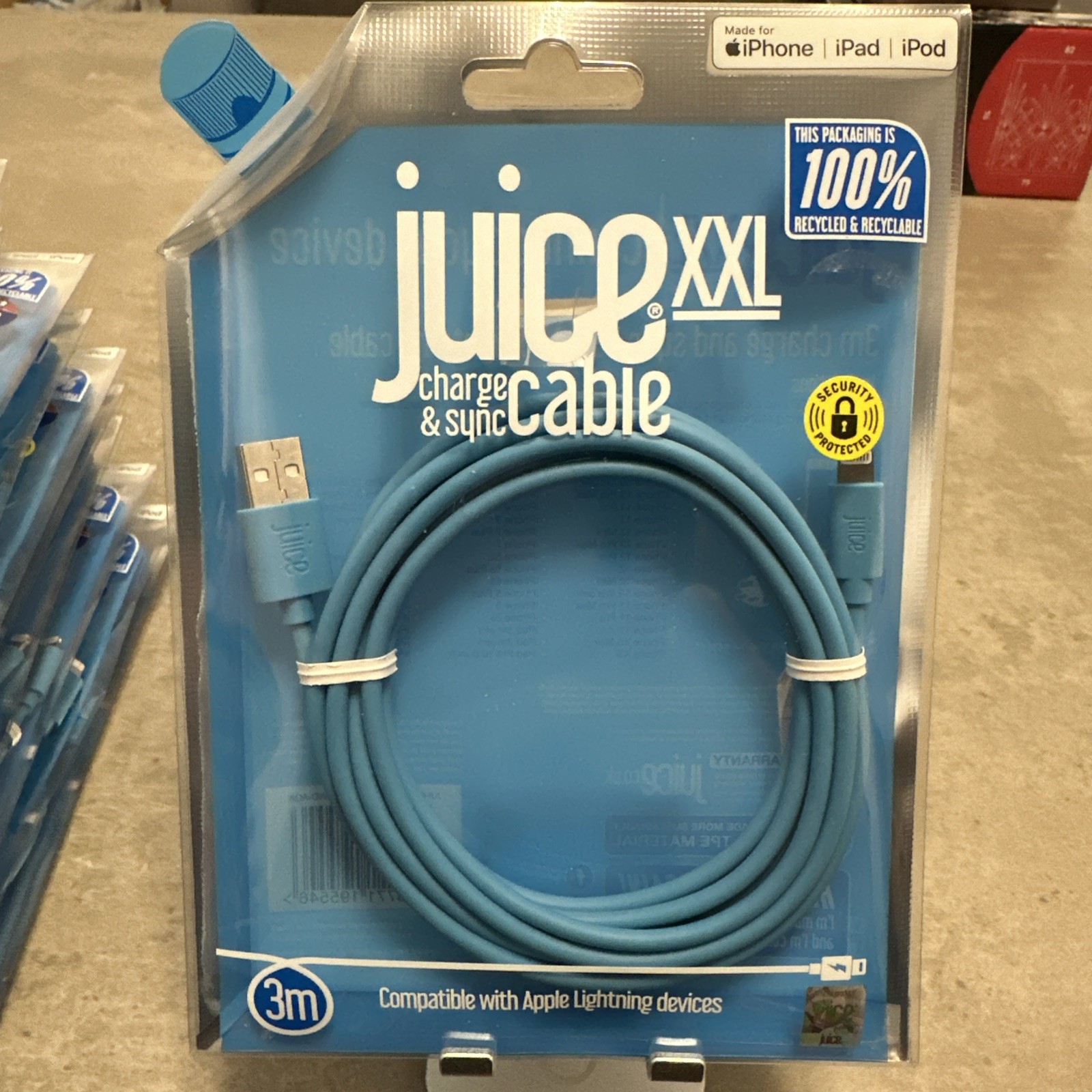 Juice XXL Charge & Sync Cable 3m BLUE USB-A to Apple (iPad/iPod/iPhone) LIGHT