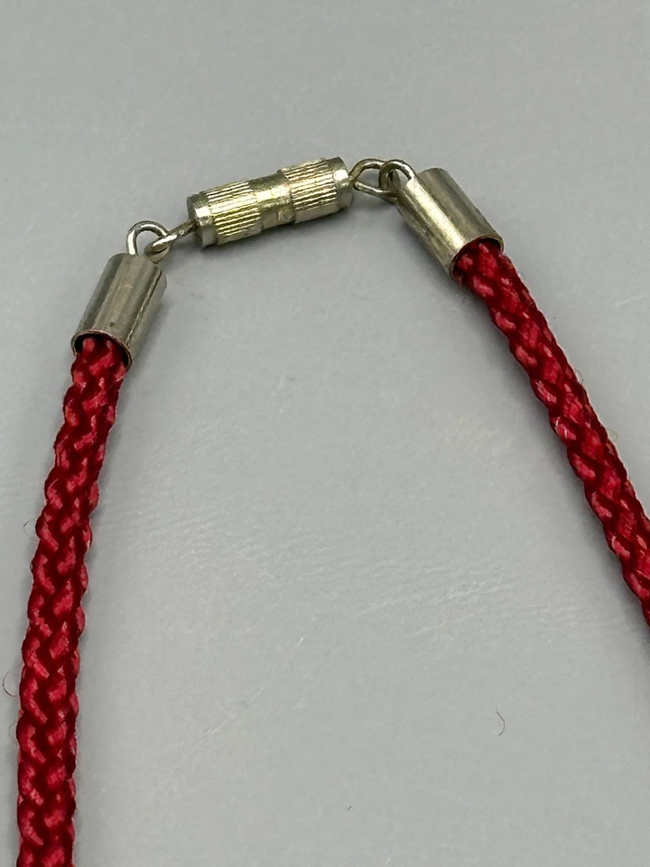 Vintage Art Nouveau Cloisonné Enamel Butterfly Bib Necklace - Red Braided Rope - Image 4 of 4