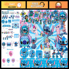 Stitch Birthday Party Supplies Set - 123 Pcs Decor Kit with Banner, Balloons, Pl