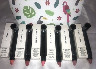 Six Burberry Full Kisses Long Lasting Lip Colours &Cosmetic Bag Retails For $204