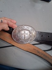 NOCONA BELT BUCKLE CROSS Engraved Christian Religious Christian Rodeo Cowgirl