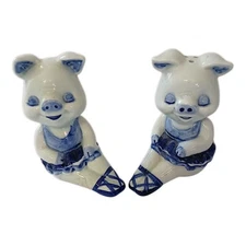 Delft Salt Pepper Shakers Ballerina Pigs Piggy Piglet Vintage Boma Holland 