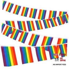 100 Pcs Flag Banner, 105 Feet Gay Pride Banner LGBT String Flags Rainbow