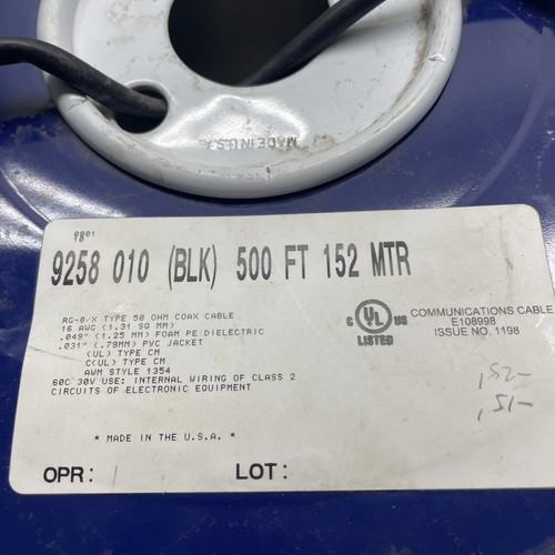 Beldon Communication CoaxCable 9258 010 RG-8 Type 50, 16 AWG Partial Roll 17# - Zdjęcie 2 z 15