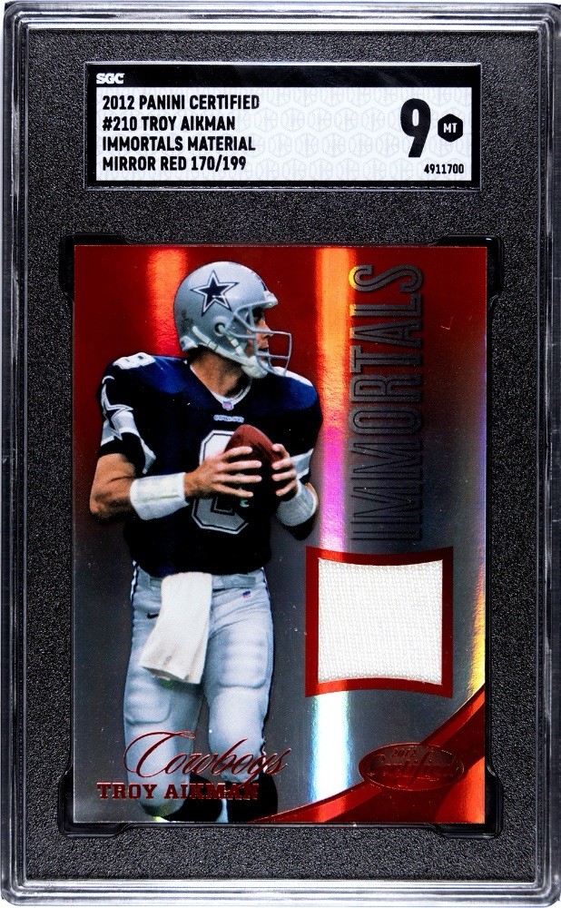 2012 Panini Certified - Troy Aikman - Immortals /199 Mirror Red 🔥SGC 9