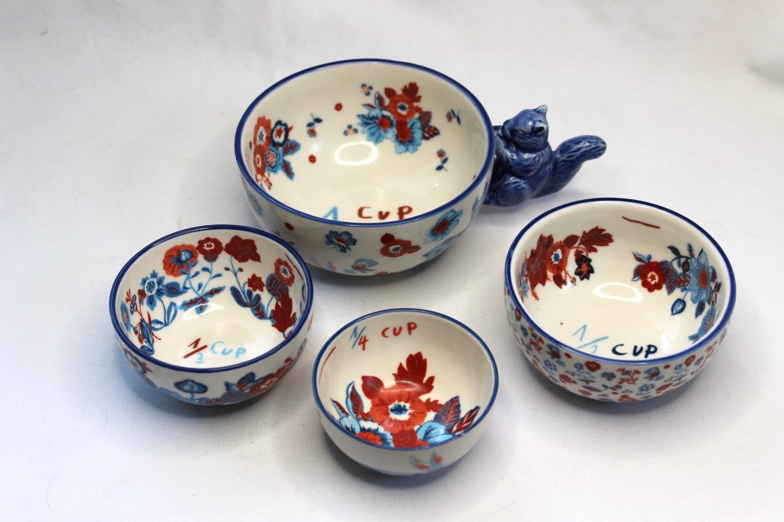 Anthropologie Nathalie Lete Nesting Animal Floral Set 4 Measuring Cups Squirrel