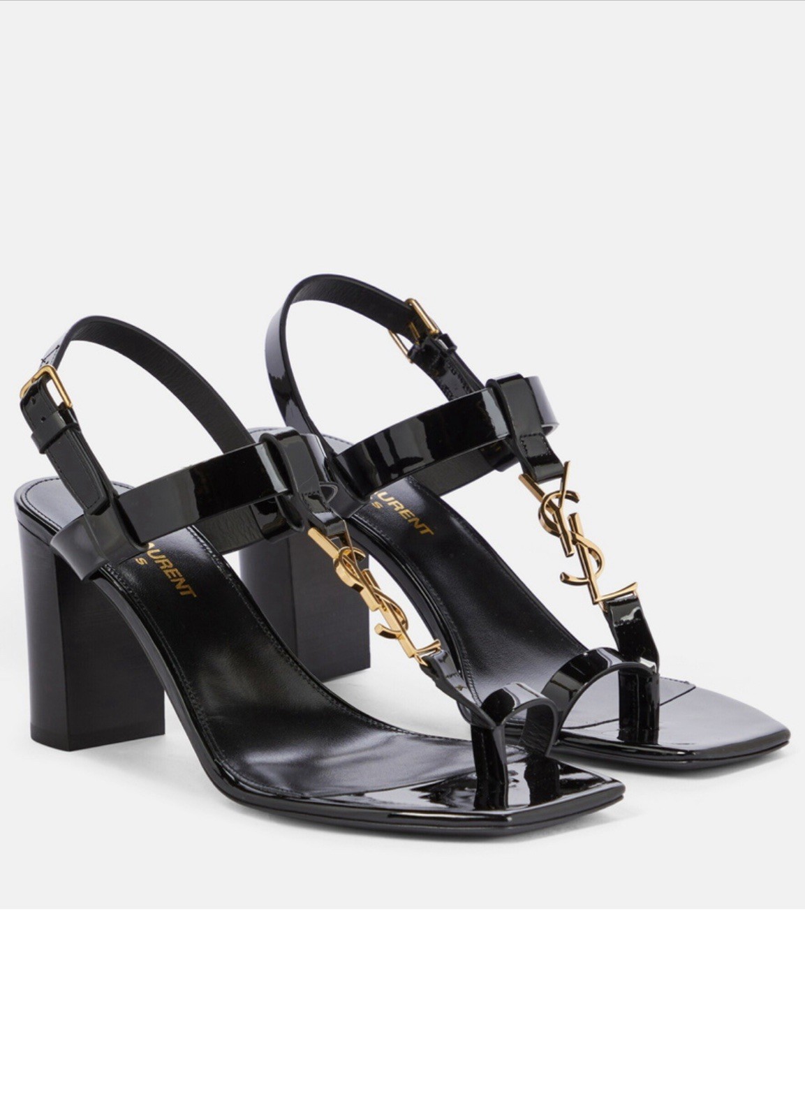 SAINT LAURENT YSL Cassandra Sandali in pelle verniciata 75 mm nero 38 5 8 5