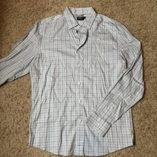 Faherty Shirt Mens Medium Blue Purple Plaid Movement Long Sleeve Stretch Preppy