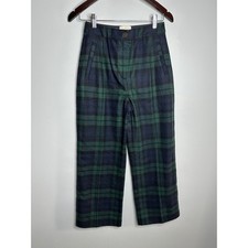 Sézane Martin Trousers Women 36 Green Navy Black Watch Plaid Wool EUC High Rise