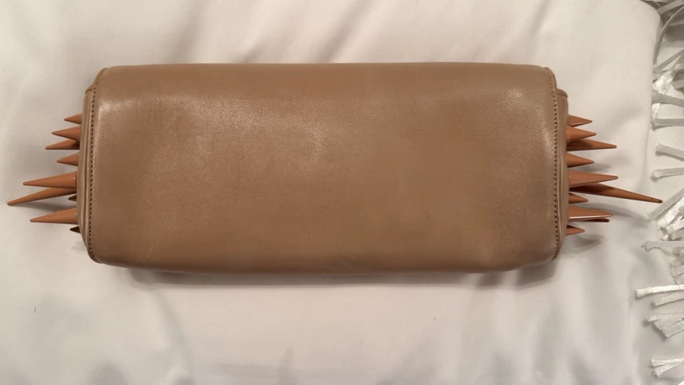 Christian Louboutin Women’s Beige Leather Marquise Spiked Clutch - Image 4 of 4