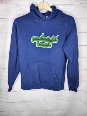 Stussy Bone Soda And Bakar Blue Hoodie Made in USA Size Medium
