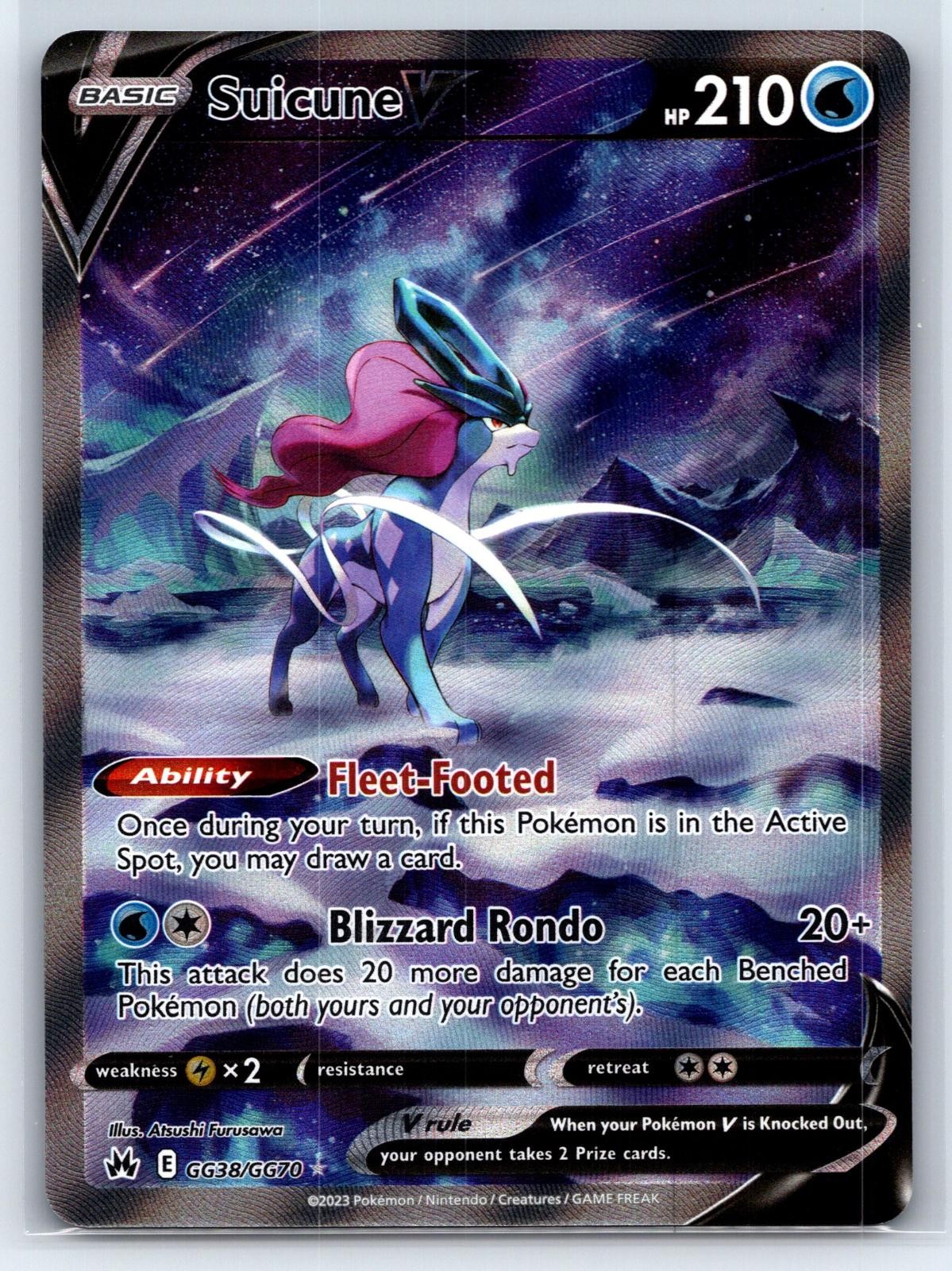 Suicune V GG38/GG70 Holo V Rare Crown Zenith Galarian Gallery Pokemon Near Mint