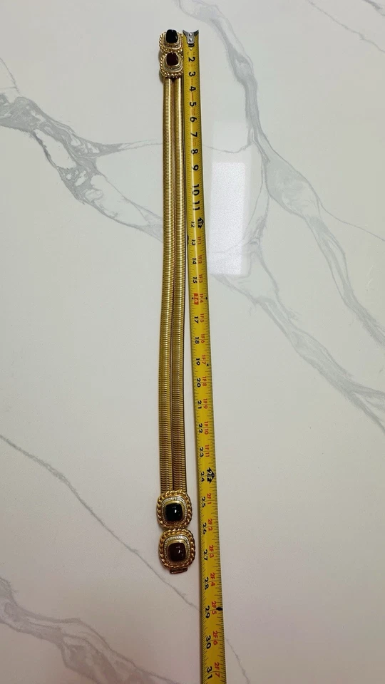 Cinturón Vintage Judith Leiber Doble Cadena Tono Dorado Piedras Semipreciosas #739 Nuevo Foto 3 de 4