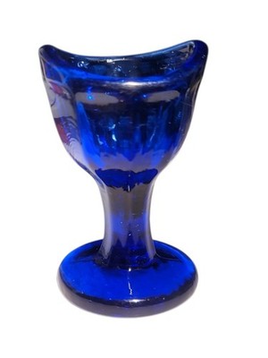 Vintage Cobalt Blue Glass Medicine Eye Wash Rinse Pedestal Cup 2.5'' tall