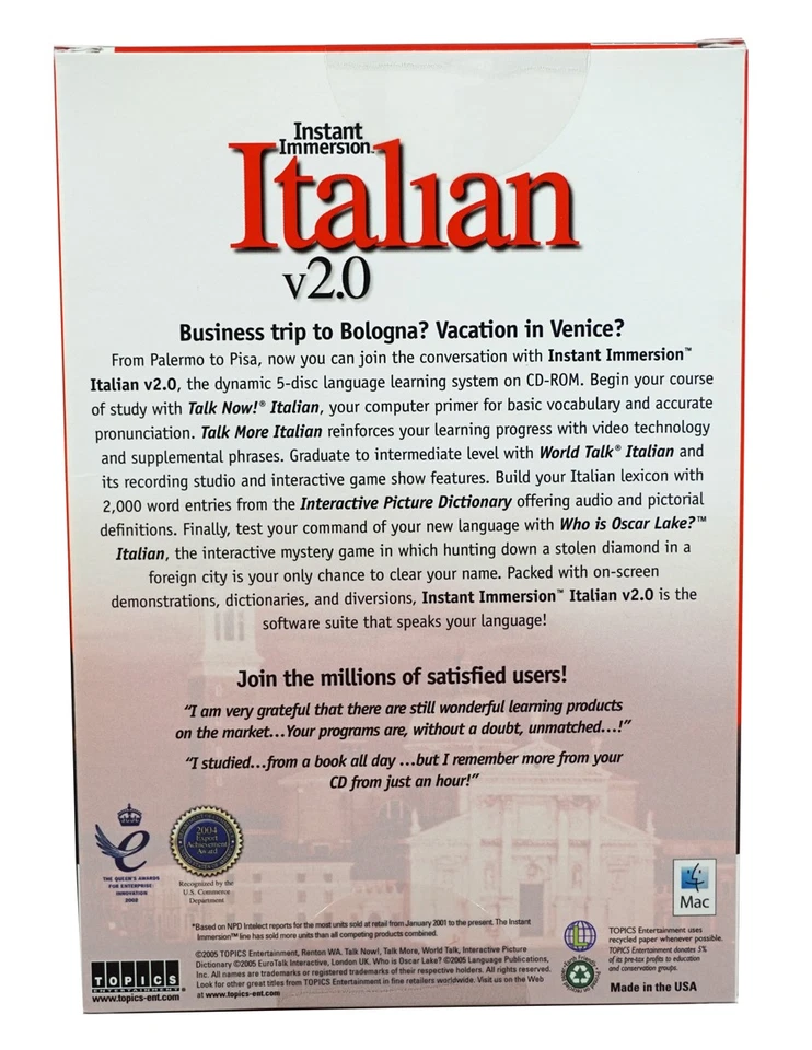Instant Immersion Language Learning Italian (5 CD-Roms) - Designed for Beginners - Image 3 of 4
