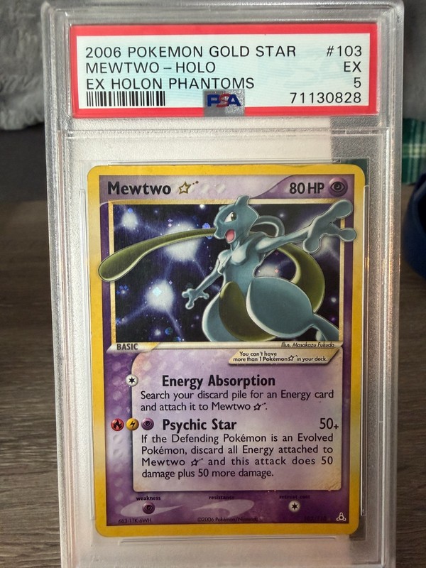 2006 POKEMON EX HOLON PHANTOMS GOLD STAR #103 MEWTWO-HOLO PSA 5