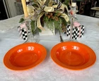 (1) Vintage Fiestaware Red Orange Rim Soup Bowl "Deep Plates" 8-1/4" (1936-1943)