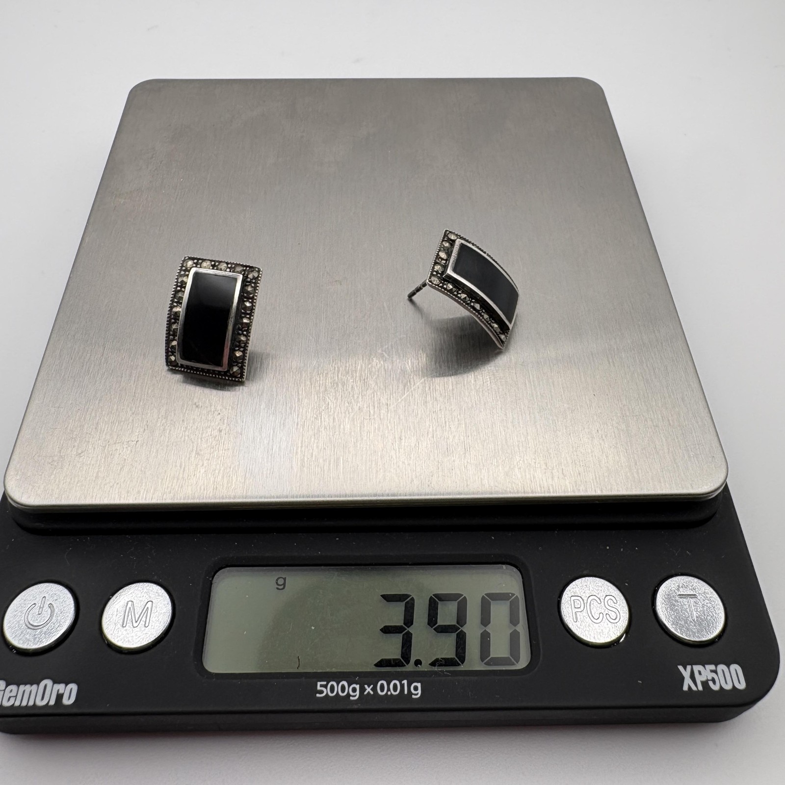 Sterling Silver 925 Black Onyx Rectangular Stud E… - image 7