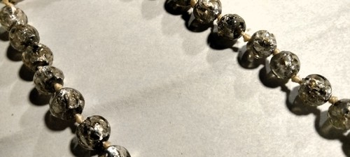 Vintage venezianische ausgefallene Silberfolie Glasperlen Perlenkette Demi Parure - Bild 4 von 11