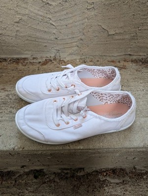 BOBS from Skechers Memory Foam Wide White Animal Print Low Top Sneakers