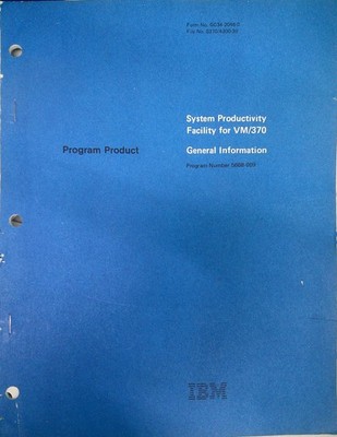 IBM System Produktivität Einrichtung für VM / 370 - General Informationen