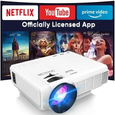 【Netflix-Officially-Licensed】Mini Projector with 1080P HD, 5G WiFi & 2 Way Bl...