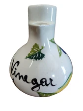 Vintage The Cellar Macy's Handpainted Ceramic Vinegar Cruet Bottle Italy Leaves