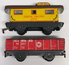 MARX O GAUGE TIN LITHO UNION PACIFIC CABOOSE 3824 Seaboard 91257 Gondola Red