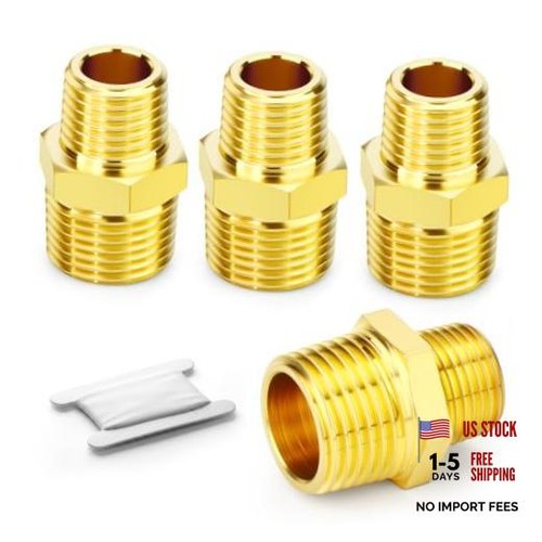 PCS Brass Reducing Hex Nipples, 1/2"NPT Male x 3/"NPT 1/2" MNPT x 3/4" MNPT 4