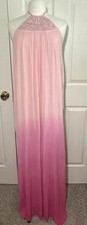 JustFab Pink Macrame Halter Ombré Maxi Dress Size 2X XXL Dip Dye Boho