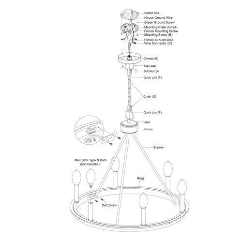 Vaxcel Lighting H0274 Russel 6 Light 25"W Candle Style Chandelier - Matte Black - Picture 2 of 12
