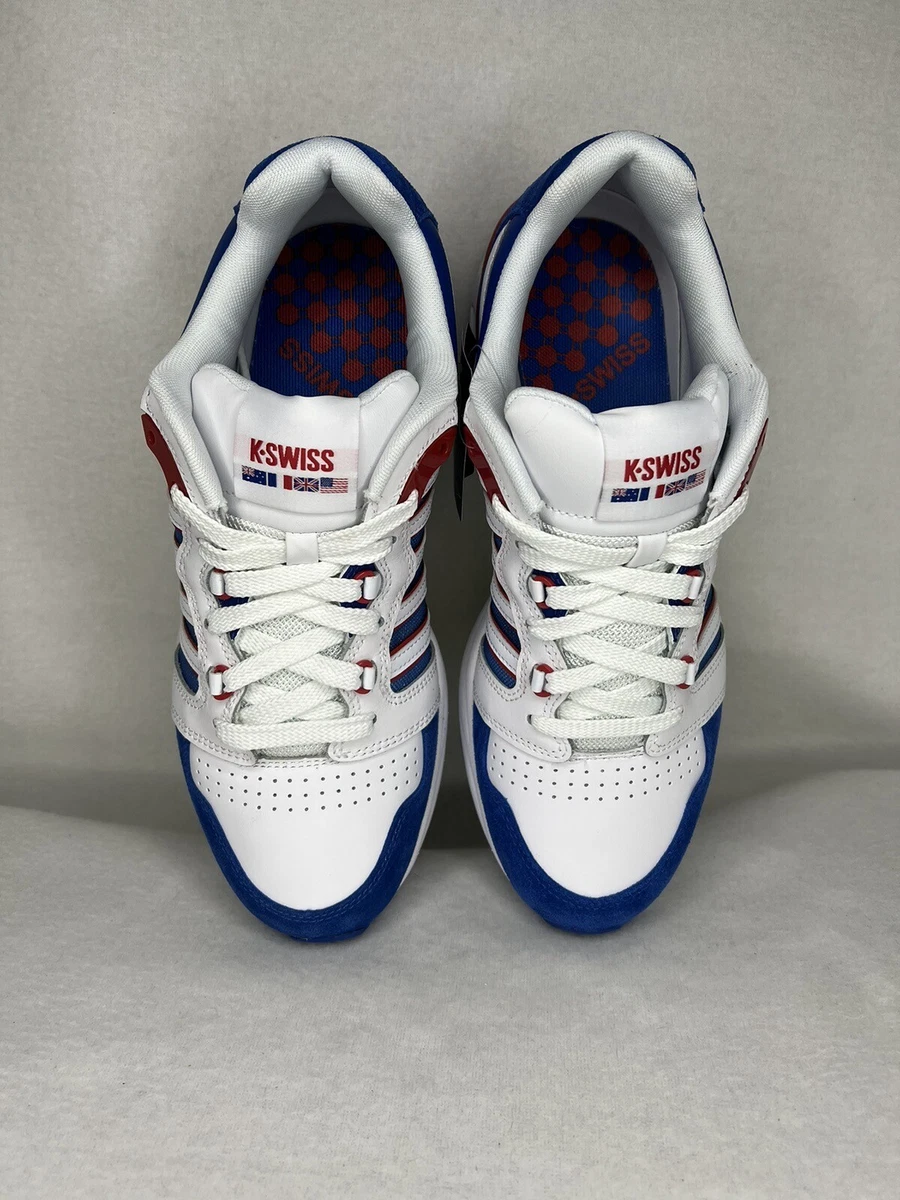 Men s K Swiss SI 18 Rannell White Blue Red Sulphur Low Shoes Sz