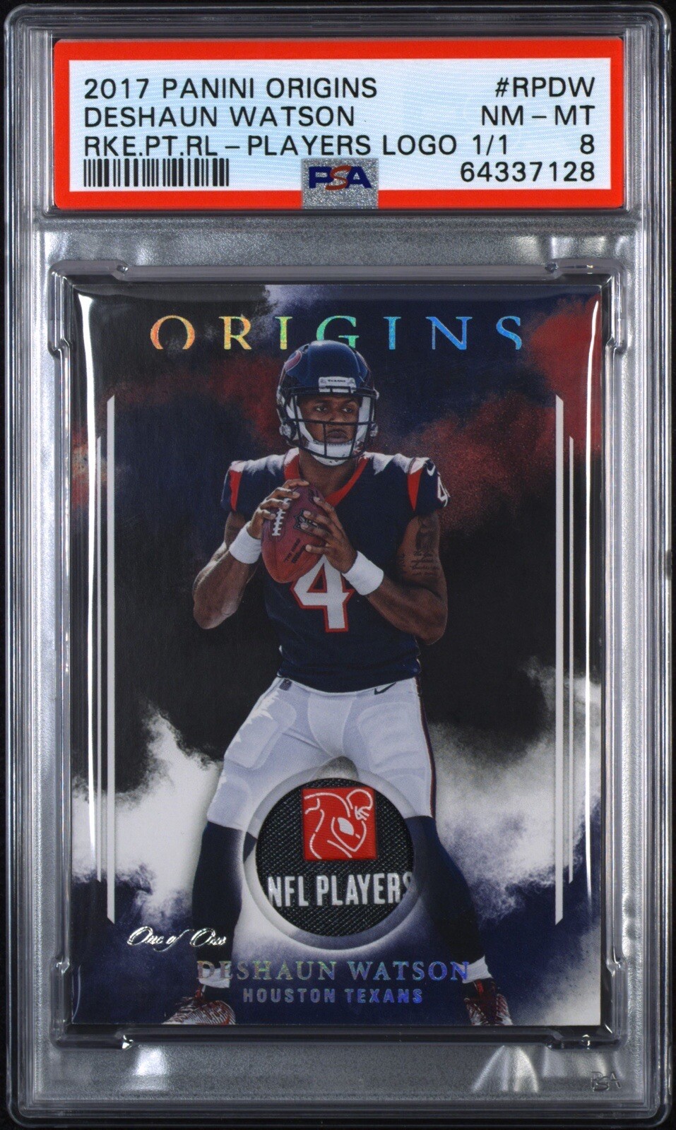 Deshaun Watson Panini Origins Rookie Patch Relics #RPDW Players Logo 1/1