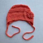 Baby Girl Knit Handmade Hat Bonnet Orange Size 3-4 Months — photo 7
