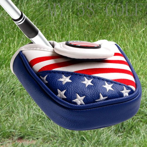 USA Flagge und Adler Stickerei Golf Schlägel Putter Kopf Abdeckung Magnetverschluss - Bild 1 von 4