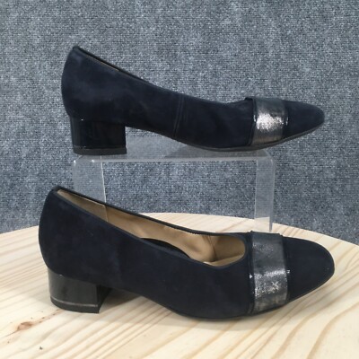 Ara Shoes Youth 4.5 Pumps Blue Slip On Casual Round Toe Comfort Block Heels