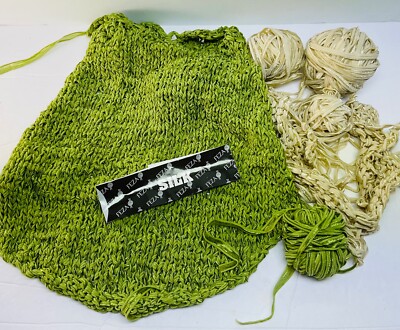Feza Ribbon Yarn Named SilkBut 100% Poly Lot of Started Project & Balls